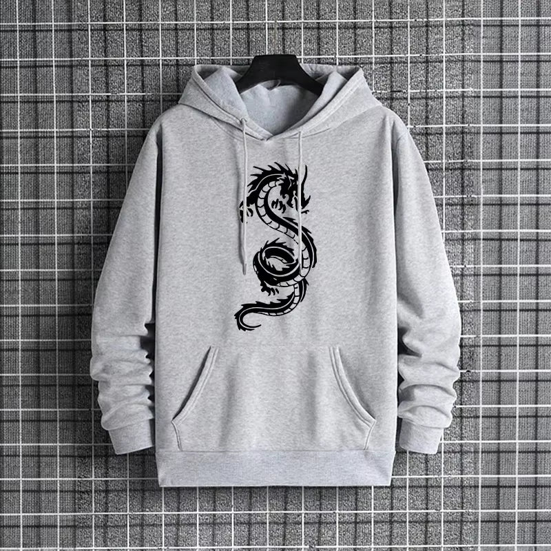 2025 Versatile Men'S Sportswear Set Chinese Dragon Print Hoodie and Jogger for Various Activities Fall Winter Casual Sports Suit