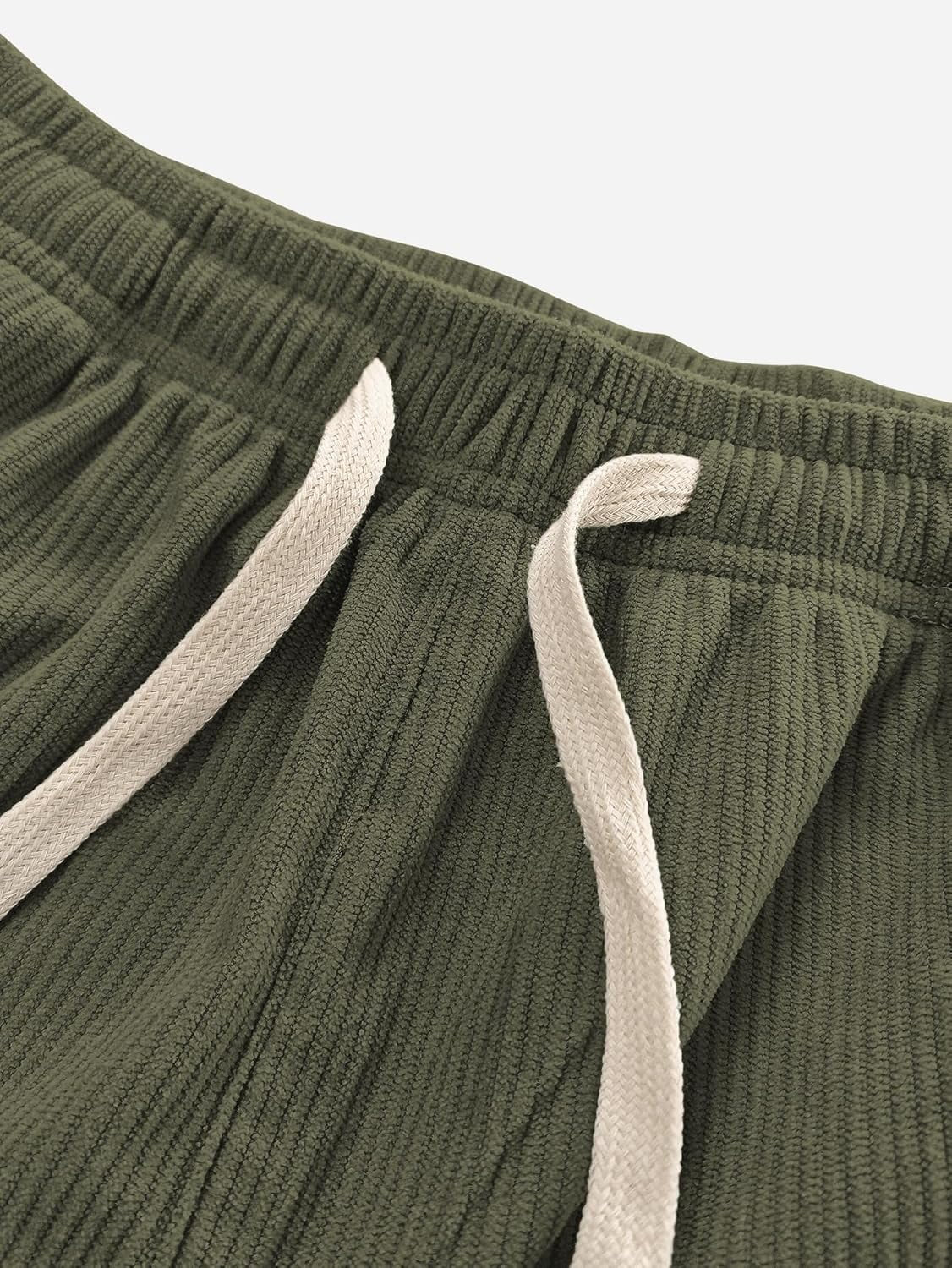 Mens Corduroy Casual Pants Fashion Loose Fit Wide Leg Pants Straight Sweatpants Elastic Waist Drawstring